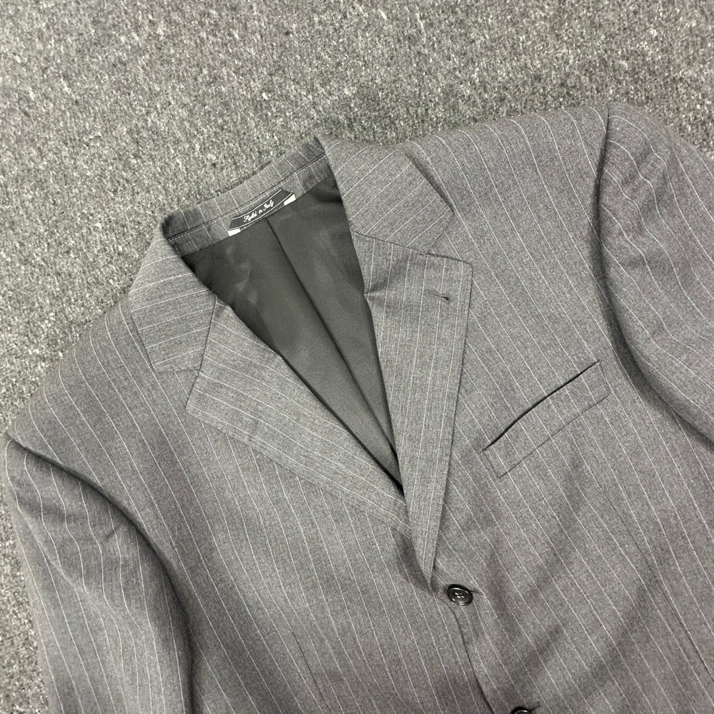Riflessi Blazer Mens 48R Gray Pinstripe Super 120s Wool Three Button Suit Jacket